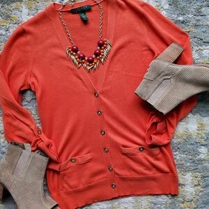 Lauren Ralph Lauren V-Neck Pock Cardigan